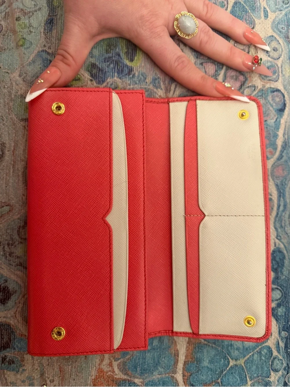 Prada saffiano leather wallet pink and beige - Picture 10 of 16